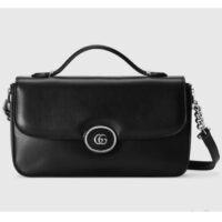 Gucci Women Petite GG Small Shoulder Bag Black Leather Double G (11)