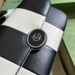 Gucci Women Petite GG Small Shoulder Bag Black White Leather Double G - Bild 5
