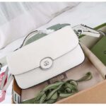 Gucci Women Petite GG Small Shoulder Bag White Leather Double G – Image 2