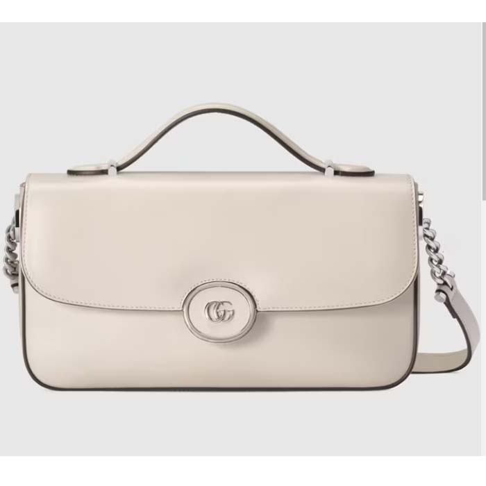 Gucci Women Petite GG Small Shoulder Bag White Leather Double G (5)