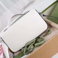 Gucci Women Petite GG Small Shoulder Bag White Leather Double G (5)