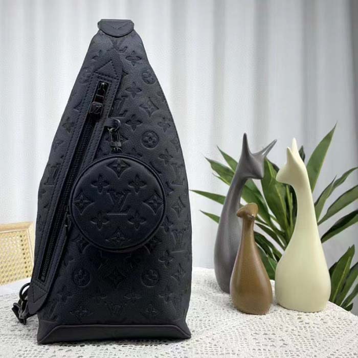 Louis Vuitton LV Unisex Duo Slingbag Black Calf Leather Removable Zipped Pouch (9)