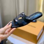 Louis Vuitton LV Unisex Isola Flat Mule Black Calf Leather Circle Signature - Bild 8