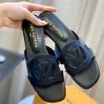 Louis Vuitton LV Unisex Isola Flat Mule Black Calf Leather Circle Signature - Bild 6