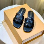 Louis Vuitton LV Unisex Isola Flat Mule Black Calf Leather Circle Signature - Bild 4