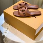 Louis Vuitton LV Unisex Isola Flat Mule Cognac Brown Calf Leather Circle Signature - Image 2