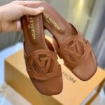 Louis Vuitton LV Unisex Isola Flat Mule Cognac Brown Calf Leather Circle Signature - Image 6