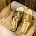 Louis Vuitton LV Unisex Isola Flat Mule Gold Metallic Lamb Leather Circle Signature - Bild 2