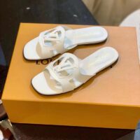 Louis Vuitton LV Unisex Isola Flat Mule White Calf Leather Circle Signature (3)