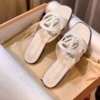 Louis Vuitton LV Unisex Isola Flat Mule White Calf Leather Circle Signature (3)