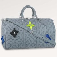 Louis Vuitton LV Unisex Keepall Bandoulière 50 Granite Taurillon Monogram Embossed Cowhide Leather (10)