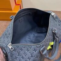 Louis Vuitton LV Unisex Keepall Bandoulière 50 Granite Taurillon Monogram Embossed Cowhide Leather (10)