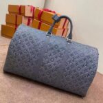 Louis Vuitton LV Unisex Keepall Bandoulière 50 Granite Taurillon Monogram Embossed Cowhide Leather – Image 4