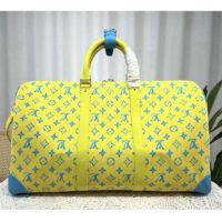 Louis Vuitton LV Unisex Keepall Bandoulière 50 Lime Green Monogram Playground Coated Canvas (8)