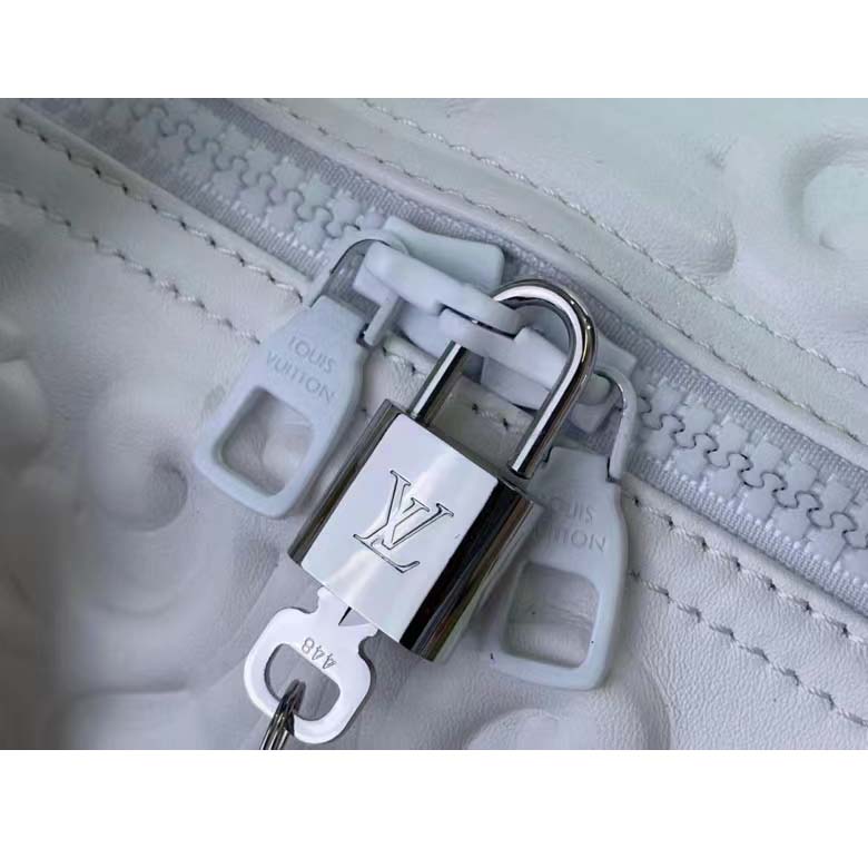 Louis Vuitton LV Unisex Keepall Bandoulière 50 Optic White Calf Cowhide Leather (6)