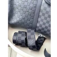 Louis Vuitton LV Unisex Keepall Bandoulière 50 Travel Bag Black Graphite Damier Infini Cowhide (7)