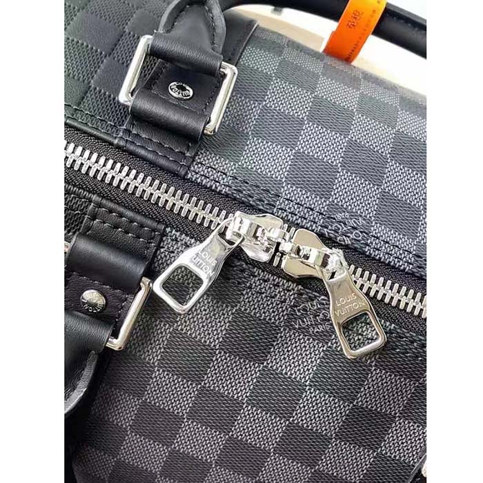Louis Vuitton LV Unisex Keepall Bandoulière 50 Travel Bag Black Graphite Damier Infini Cowhide (4)