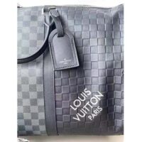 Louis Vuitton LV Unisex Keepall Bandoulière 50 Travel Bag Black Graphite Damier Infini Cowhide (7)