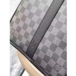 Louis Vuitton LV Unisex Keepall Bandoulière 50 Travel Bag Black Graphite Damier Infini Cowhide - Image 8
