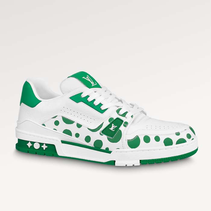 Louis Vuitton LV Unisex LV x YK LV Trainer Sneaker Green Calf Leather Rubber