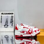 Louis Vuitton LV Unisex LV x YK LV Trainer Sneaker Red Calf Leather Rubber - Image 2