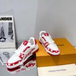 Louis Vuitton LV Unisex LV x YK LV Trainer Sneaker Red Calf Leather Rubber - Image 6