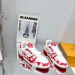 Louis Vuitton LV Unisex LV x YK LV Trainer Sneaker Red Calf Leather Rubber - Image 3