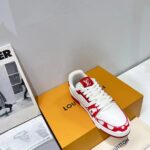 Louis Vuitton LV Unisex LV x YK LV Trainer Sneaker Red Calf Leather Rubber - Image 5
