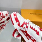 Louis Vuitton LV Unisex LV x YK LV Trainer Sneaker Red Calf Leather Rubber - Image 7