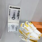 Louis Vuitton LV Unisex LV x YK LV Trainer Sneaker Yellow Calf Leather Rubber - Image 2
