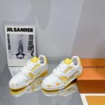 Louis Vuitton LV Unisex LV x YK LV Trainer Sneaker Yellow Calf Leather Rubber - Image 6
