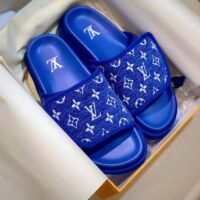 Louis Vuitton LV Unisex Miami Mule Blue Mini Monogram Textile Anatomic Micro (6)