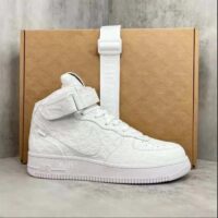 Louis Vuitton LV Unisex Nike Air Force 1 Sneaker Monogram Embossed White Calf Leather (3)