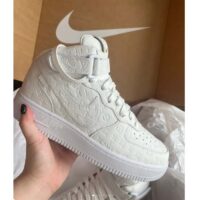 Louis Vuitton LV Unisex Nike Air Force 1 Sneaker Monogram Embossed White Calf Leather (3)