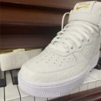 Louis Vuitton LV Unisex Nike Air Force 1 Sneaker Monogram Embossed White Calf Leather (3)