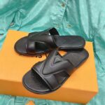 Louis Vuitton LV Unisex Oasis Mule Black Grained Calf Leather Rubber Outsole - Image 5