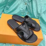 Louis Vuitton LV Unisex Oasis Mule Black Grained Calf Leather Rubber Outsole - Image 2