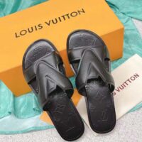 Louis Vuitton LV Unisex Oasis Mule Black Grained Calf Leather Rubber Outsole