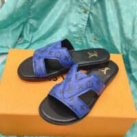 Louis Vuitton LV Unisex Oasis Mule Blue Monogram Grained Calf Leather Rubber (1)