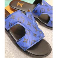 Louis Vuitton LV Unisex Oasis Mule Blue Monogram Grained Calf Leather Rubber (1)