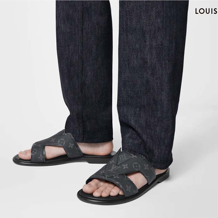 Louis Vuitton LV Unisex Oasis Mule Eclipse Black Monogram Grained Calf Leather Rubber (10)