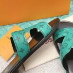 Louis Vuitton LV Unisex Oasis Mule Eclipse Green Monogram Grained Calf Leather Rubber - Image 8