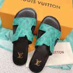 Louis Vuitton LV Unisex Oasis Mule Eclipse Green Monogram Grained Calf Leather Rubber - Image 5