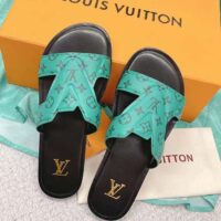 Louis Vuitton LV Unisex Oasis Mule Eclipse Green Monogram Grained Calf Leather Rubber (6)