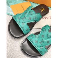 Louis Vuitton LV Unisex Oasis Mule Eclipse Green Monogram Grained Calf Leather Rubber (6)