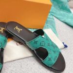 Louis Vuitton LV Unisex Oasis Mule Eclipse Green Monogram Grained Calf Leather Rubber - Image 6