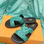 Louis Vuitton LV Unisex Oasis Mule Eclipse Green Monogram Grained Calf Leather Rubber - Image 4
