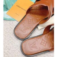 Louis Vuitton LV Unisex Oasis Mule Moka Brown Grained Calf Leather Rubber Outsole (9)