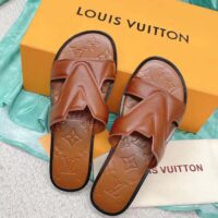 Louis Vuitton LV Unisex Oasis Mule Moka Brown Grained Calf Leather Rubber Outsole (9)