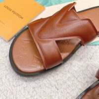 Louis Vuitton LV Unisex Oasis Mule Moka Brown Grained Calf Leather Rubber Outsole (9)